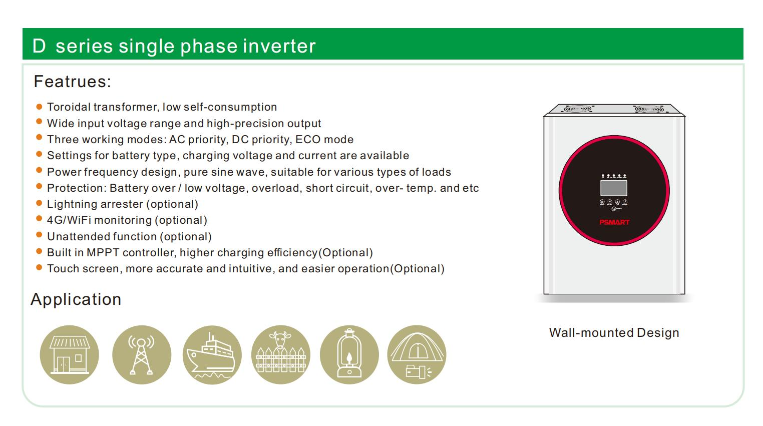 Migliore qualità off grid hybird 5kw 100a 48v inverter solare monofase integrato in MPPT montato a parete 