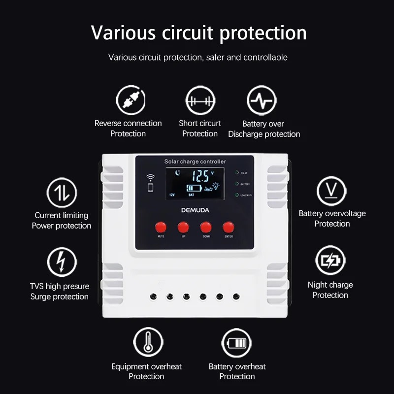 Vendita calda 12V 24V 48V regolatore di carica solare 60A regolatore solare app WIFI PMW regolatore di carica solare 10A 20A 30A 40A 50A per il sistema solare domestico