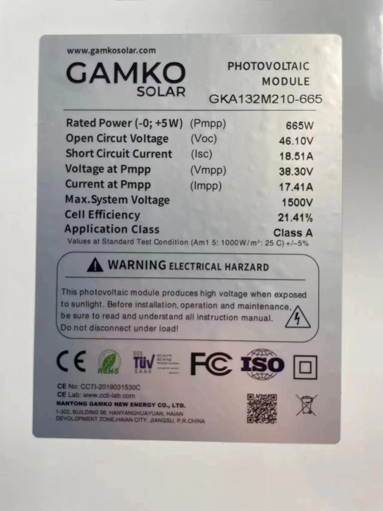 Mono modulo fotovoltaico del pannello solare ad alta efficienza 665W per la centrale solare, uso domestico del sistema solare