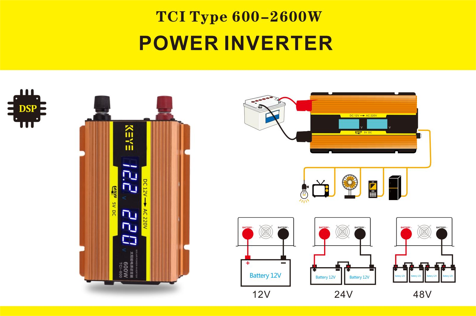 Piccolo inverter di carica solare hybird off grid da 2600 W senza controller integrato 2200 W 1600 W 1200 W 600 W