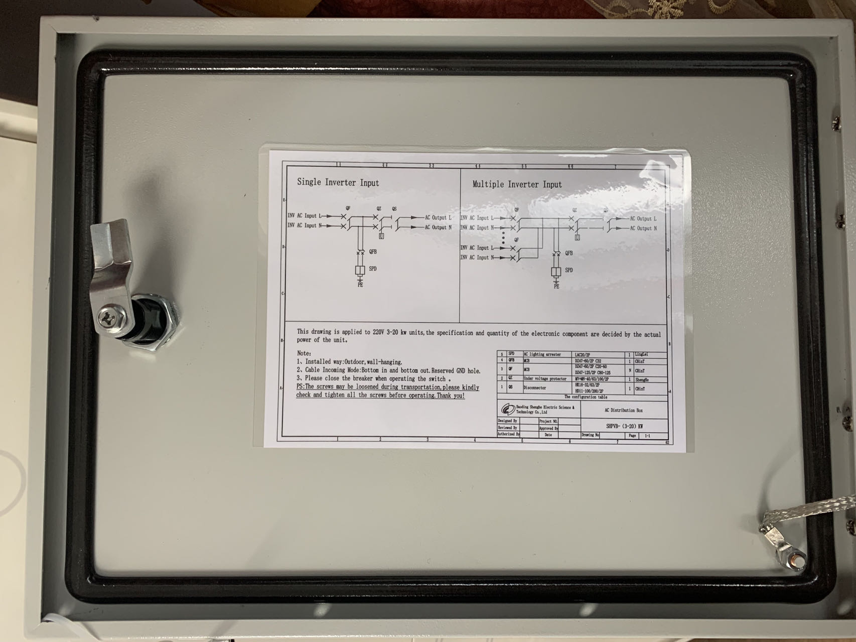 Scatola combinatrice AC Scatola combinatrice AC DC PV Scatola combinatrice solare 500V PV per pannello fotovoltaico del sistema solare